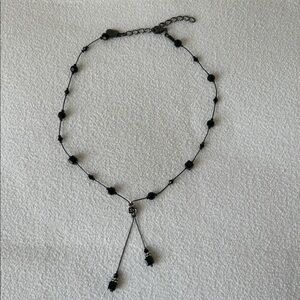 Dabby Reid Jet Black Swarovski Faceted Crystal Gunmetal Heidi Necklace